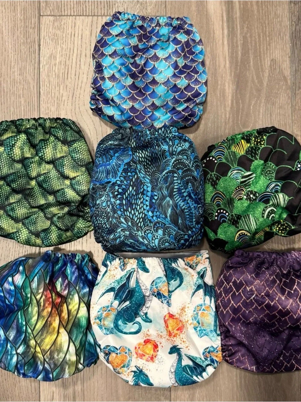 Dragon Scales Pattern Cloth Diapers with Liners Set of 16 | Message for Only One